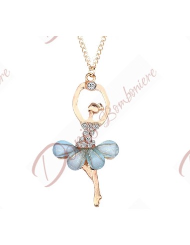 Applicazione bomboniere ballerine oro con strass e petali tutu colorati ciondolo charm