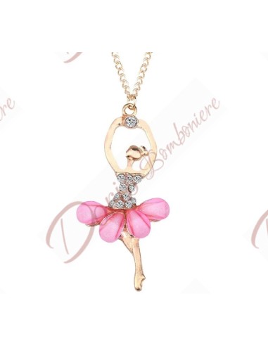 Applicazione bomboniere ballerine oro con strass e petali tutu colorati ciondolo charm