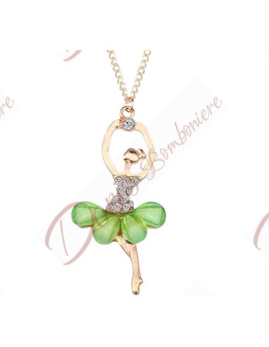 Applicazione bomboniere ballerine oro con strass e petali tutu colorati ciondolo charm