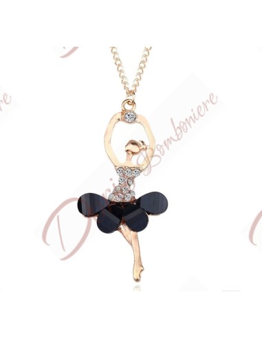 Applicazione bomboniere ballerine oro con strass e petali tutu colorati ciondolo charm