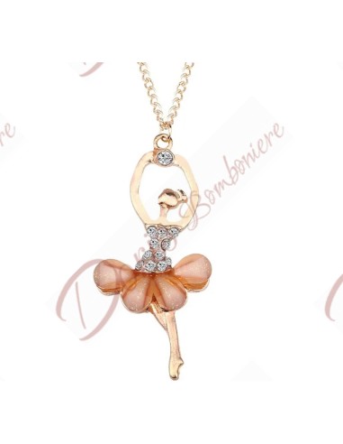 Applicazione bomboniere ballerine oro con strass e petali tutu colorati ciondolo charm