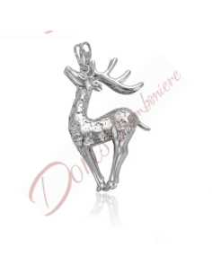 Christmas themed wedding favor application with reindeer charm pendant in silver