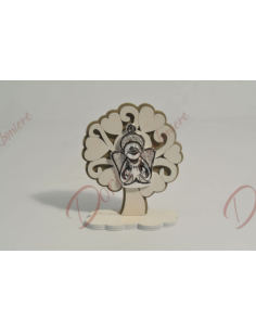 Tree of Life in wood, with particular Angel in silver resin, h 10.5 x 8 cm