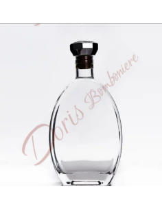 Bomboniera bottiglia vuota per liquori personalizzata o neutra in vetro forma particolare ovale
