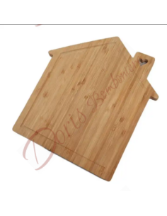 Bombonera utile tagliere in legno di bamboo a forma di casetta con cuore forato