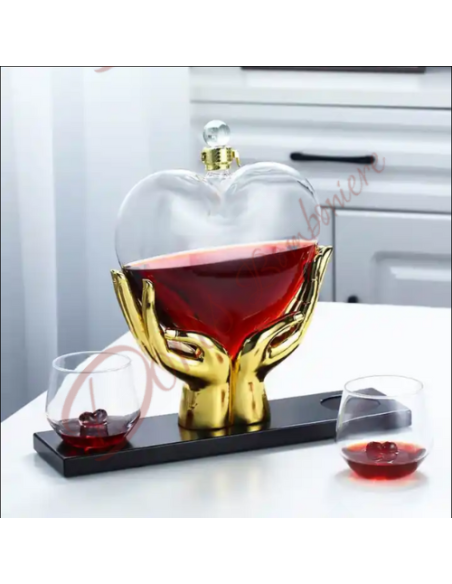 Bomboniera matrimonio utile decanter con set 2 bicchieri con cuore all'interno originale matrimonio Bomboniera matrimonio utile decanter con set 2 bicchieri con cuore all'interno originale matrimonio