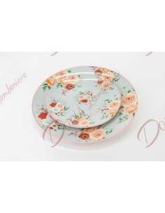 Bomboniere regalo utile set piatti 18 pezzi fantasia floreale 54254 2