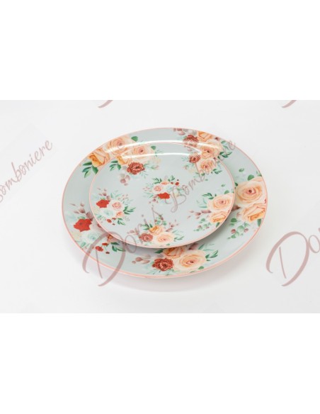 Bomboniere regalo utile set piatti 18 pezzi fantasia floreale 54254 Bomboniere regalo utile set piatti 18 pezzi fantasia floreale 54254