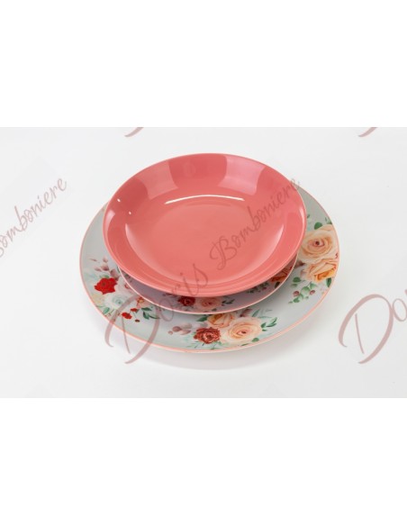 Bomboniere regalo utile set piatti 18 pezzi fantasia floreale 54254 Bomboniere regalo utile set piatti 18 pezzi fantasia floreale 54254