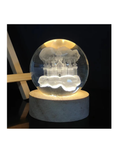 Bomboniere lampada a LED con Castello Incantato La Magia Illumina i Tuoi Momenti Speciali diam 8 cm