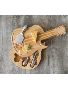 Bomboniere utile da cucina tagliere chitarra legno con set coltelli formaggio e apribottiglie vino