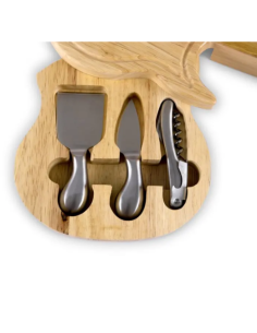 Bomboniere utile da cucina tagliere chitarra legno con set coltelli formaggio e apribottiglie vino 2