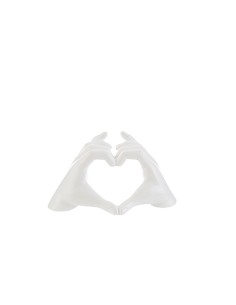 Modern wedding favors hands forming a heart in white resin 17x7x8.5 cm 56570