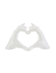 Bomboniere matrimonio cuore formato con le mani in resina bianca 23x9x13 cm 56571