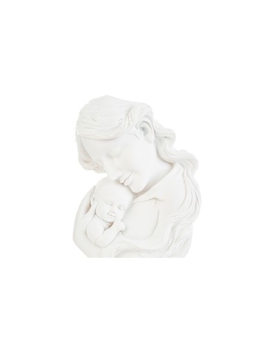 Bomboniere battesimo maschio o femmina maternità donna con bambino bianca su base oro 12.5x6.5x20.5