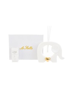 White elephant perfumer favors in porcelain with shiny gold heart 12x4x9.5 cm