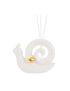 Bonbonnière du parfumeur escargot en porcelaine blanche avec coeur doré brillant 12,5x5x9,5 cm