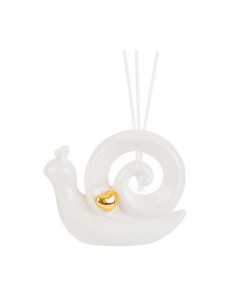 White porcelain snail perfumer favors with shiny gold heart 12.5x5x9.5 cm