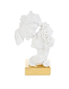 Stylized couple in love wedding favors in white resin 8x5x4x12.5 cm on gold base
