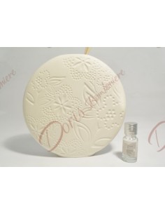 Fragrance vase in white biscuit porcelain with floral decoration complete with essence kit