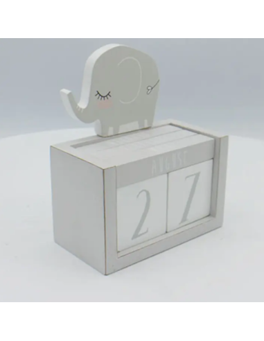 Wooden perpetual calendar baptism, communion, confirmation favors with little elephant