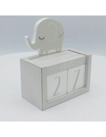 Wooden perpetual calendar baptism, communion, confirmation favors with little elephant Wooden perpetual calendar baptism, communion, confirmation favors with little elephant