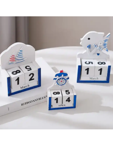 Useful and original sea themed perpetual calendar wooden favors