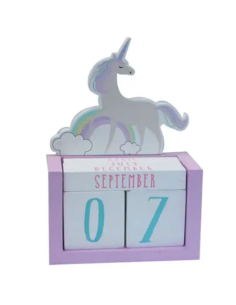 Bomboniere calendario perpetuo con unicorno arcobaleno e nuvole