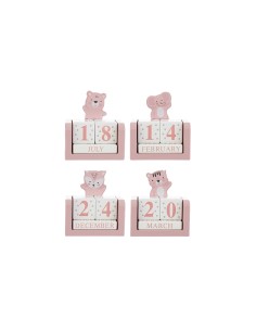 Cadeaux de calendrier perpétuel rose et blanc pour les filles avec des animaux assortis