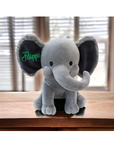 Idea regalo per nascita peluche elefantino personalizzato con nome data e frasi