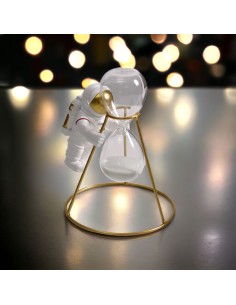 Hourglass favor with gold structure and astronaut, astronomy, sky and moon theme