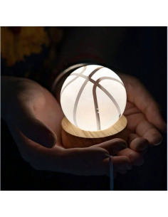 Bomboniere tema basket sfera lampada luminosa palla con base in legno sfera in vetro 6 CM 2