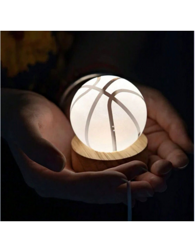 Bomboniere tema basket sfera lampada luminosa palla con base in legno sfera in vetro 6 CM