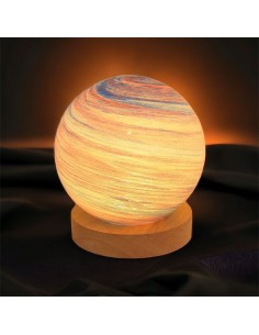 Bomboniera Celeste di Giove lampada universo con base in legno tema astronomia