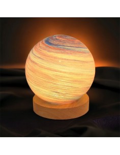 Lampe Jupiter céleste faveur de l'univers avec socle en bois, thème astronomie