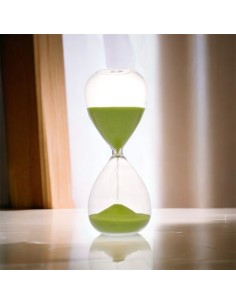 Hourglass favor with green sand height 12 cm duration 5 minutes wedding or gadget