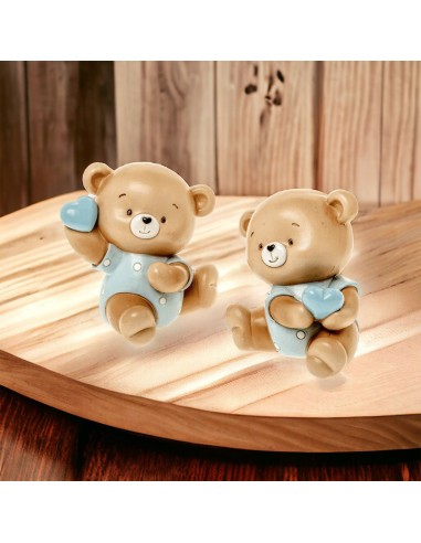 Tirelire ours en résine faveur de naissance ou de baptême, 2 modèles assortis