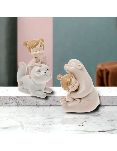 Gastgeschenk Kätzchen und Bär mit kleinem Mädchen zur Geburt, zum Geburtstag oder zur Taufe