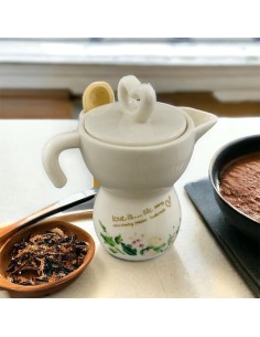 Bomboniera utile zuccheriera a forma di caffettiera moka tema romantico con cucchiaino legno