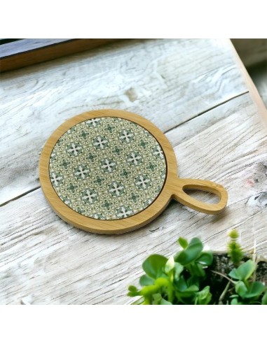 Planche à découper en bois et porcelaine écologique vert avec poignée, accessoire de cuisine utile