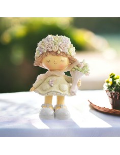 Bomboniera bambina con bouquet di fiori e cappello di fiori simpatica e dolce 10.5