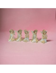 Fairy favor with white wings and pink butterfly in shiny porcelain 2