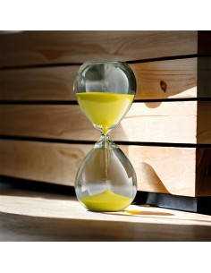 Bomboniera clessidra in vetro con sabbia colore giallo 12 cm altezza minuti 5