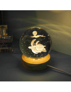 Bomboniera utile lampada sfera con luna piena e tartarughe marine tema mare matrimonio comunione cresima diam 6 cm