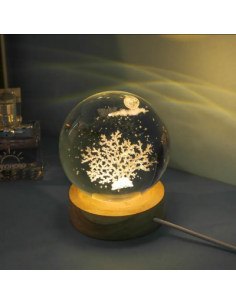 Bomboniera originale lampada a led diametro 8 cm con corallo marino e luna piena