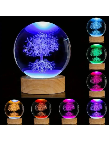 Bomboniera originale con albero della vita lampada led colore a scelta 8x8x10 cm Bomboniera originale con albero della vita lampada led colore a scelta 8x8x10 cm