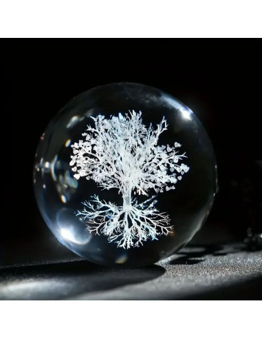 Bomboniera originale con albero della vita lampada led colore a scelta 8x8x10 cm