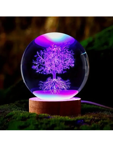 Bomboniera originale con albero della vita lampada led colore a scelta 8x8x10 cm