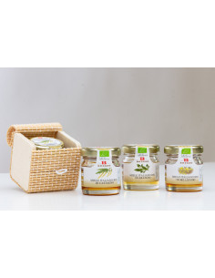 Bomboniera gastronomica miele da 35 gr con scatola in legno di bambu 6x6x6 solidale Cuorematto