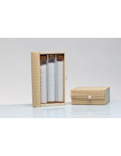 Bomboniera Gastronomica scatola in legno di bambu con degustazione di 3 tipi di sale cm 18x8x3 solidale Cuorematto